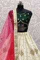 Lehenga Choli in Off White Silk with Embroidery