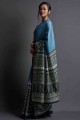 Silk Printed Blue Saree with Blouse