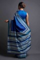 Silk Printed Saree in Royal Blue with Printed