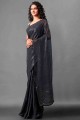 Embroidered Georgette Black Saree Blouse