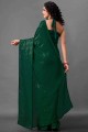 Georgette Saree in Green with Embroidered