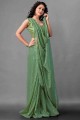 Pastel Green Georgette Saree with Embroidered