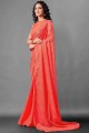 Georgette Saree in tomato Red with Embroidered