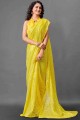 Yellow Embroidered Saree in Georgette
