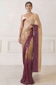 Beautiful Georgette Saree in wine with Embroidered