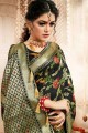 Black Saree with Weaving Silk