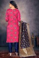 Pink Banarasi raw Silk Straight Suit with dupatta