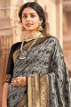 Adorable Weaving Banarasi raw Silk Banarasi Saree in Grey