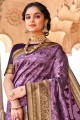 Latest Ethnic Purple Hand Banarasi raw Silk Banarasi Saree
