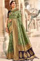 pastel Green Banarasi Saree with Hand Banarasi raw Silk