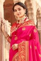 Pink Banarasi Saree in Banarasi raw Silk with Hand