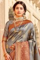 Hand Banarasi raw Silk Beige Banarasi Saree Blouse