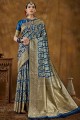 Banarasi raw Silk Banarasi Saree with Weaving in Blue