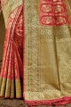 Classy Red Banarasi Saree in Banarasi raw Silk with Weaving