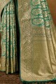 Enticing Weaving Banarasi raw Silk Banarasi Saree in Green