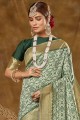 Appealing Banarasi raw Silk Weaving Green Banarasi Saree with Blouse
