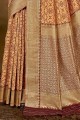 Banarasi raw Silk Banarasi Saree with Weaving in Brown