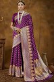 Purple Weaving Banarasi Saree in Banarasi raw Silk