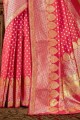 Weaving Banarasi raw Silk Banarasi Saree in Pink