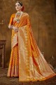 Enticing Banarasi raw Silk Banarasi Saree in Orange with Weaving