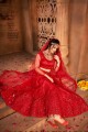 Net Wedding Lehenga Choli in Red