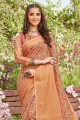 Linen Pink Saree in Printed
