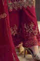 Faux Georgette Palazzo Suit in Maroon with dupatta