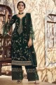 Faux Georgette Palazzo Suit in Green with Faux Georgette