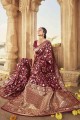 Maroon Silk Weaving Banarasi Saree with Blouse