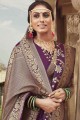 Banarasi raw Silk Banarasi Saree in Purple with Weaving