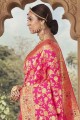 Weaving Banarasi raw Silk Banarasi Saree in Pink with Blouse