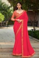 Traditional Pink Embroidered Saree in Silk
