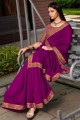 Silk Saree in Purple with Embroidered