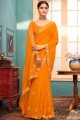 Mustard  Saree with Embroidered Georgette