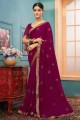 Georgette Saree in Purple with Embroidered