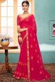 Georgette Saree in Pink with Embroidered