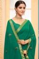 Rama Georgette Embroidered Saree with Blouse