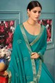 Elegant Georgette Saree in sky Blue with Embroidered