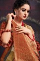 Shaded Brown Chanderi Saree with Printed