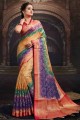 Chanderi Saree in Light Peach with Printed