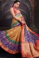 Chanderi Saree in Light Peach with Printed