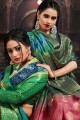 Printed Chanderi Light Green Saree Blouse