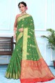Zari Banarasi Saree in Green Banarasi raw Silk