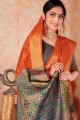 Zari Silk Saree in Rust  with Blouse