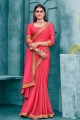 Peach Saree with Embroidered Chiffon