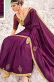 Embroidered Silk Saree in Purple