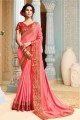 Pink Silk Saree with Lace