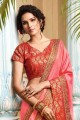 Pink Silk Saree with Lace