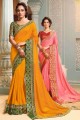 Lace Silk Saree in Mustard  with Blouse