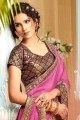 Silk Green & Magenta Saree in Lace